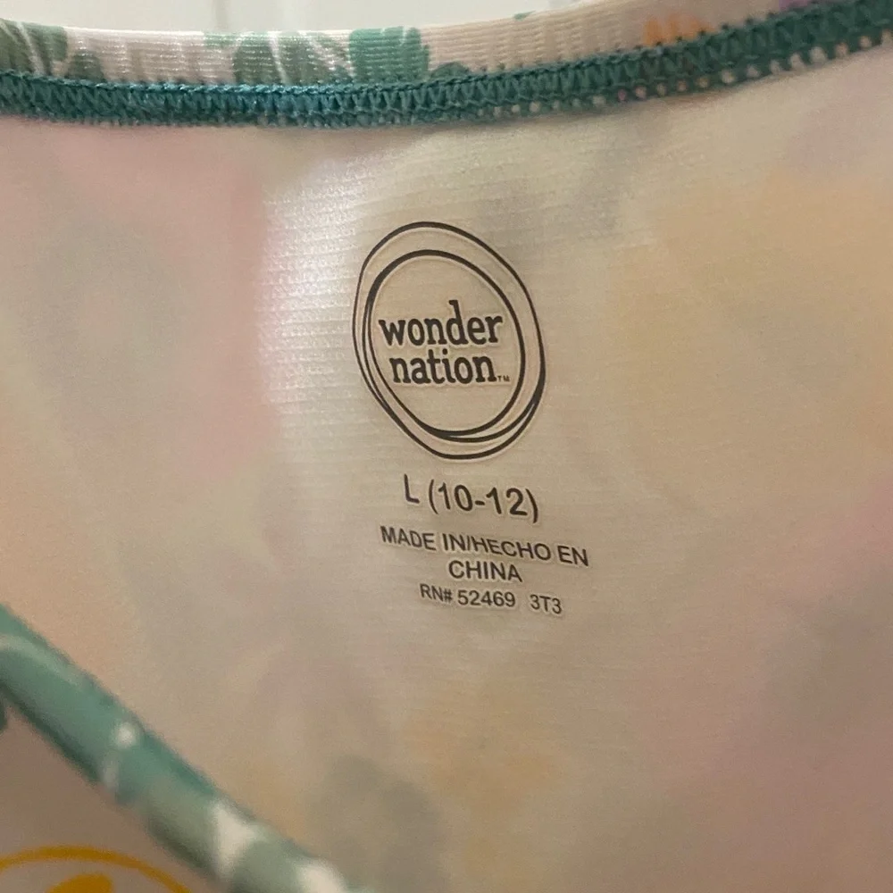 Wonder Nation Floral and Aqua Kids Swim One Piece